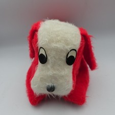 10" VINTAGE RED WHITE COMMONWEALTH OF PENN PUPPY DOG STUFFED ANIMAL PLUSH