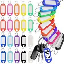 100 Pack Plastic Key Tags with Label Window ID Tag  Split Ring Keychain6 Colors