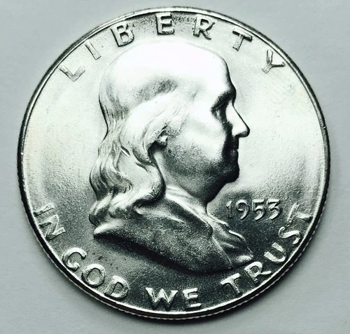 1953 S FRANKLIN HALF DOLLAR! GEM BU+++! GORGEOUS ORIGINAL LUSTER! WOW! NR #K2387