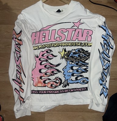 100% Authentic Hellstar Multi- Color Long-Sleeve T-Shirt 'White'