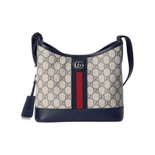 NEW Gucci GG Supreme Shoulder Bag Half Moon Blue Ophidia Crossbody 781402