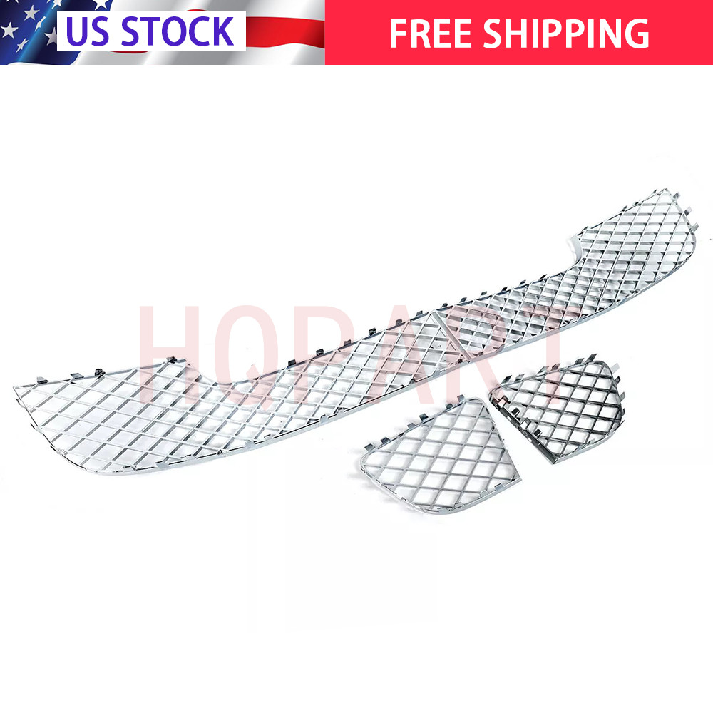 4Pcs Fit Bentley Continental Gt Gtc 2012-15 New Chrome Bumper Lower Mesh Grille