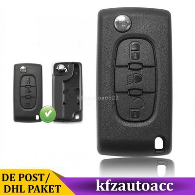 3 Tasten Auto Klapp Schlüssel Gehäuse CE0523 für Citroen C2 C3 C4 C5 C6  Schwarz