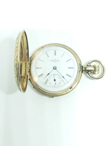Illinois Grade 140 6s 7j Hunter Ornate Case Pocket Watch -1890 - Runs Great
