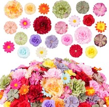 210 Pcs Artificial Flower Heads Silk Daisy Rose Sunflower DIY Crafts Wedding
