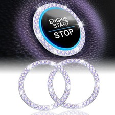 2 PCS Crystal Rhinestone Car Engine Start Stop Decoration Ring, Bling Car Interi