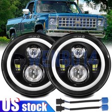 7 Inch Round Led Headlight Halo Drl Beam For Chevy C10 Camaro Pickup Truck
