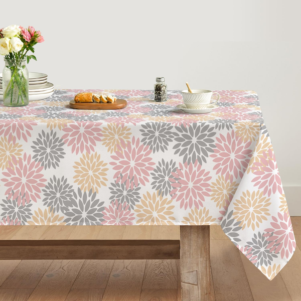 Blumen Rosa Dahlien Herbst Tischdecke 140X110 Cm, Saisonnal Fall Fleckschutz Tis-image