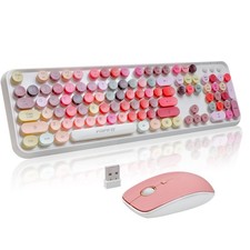 Wireless Keyboard and Combo - Cute Colorful Keyboard and , Full-Size Typewrit...
