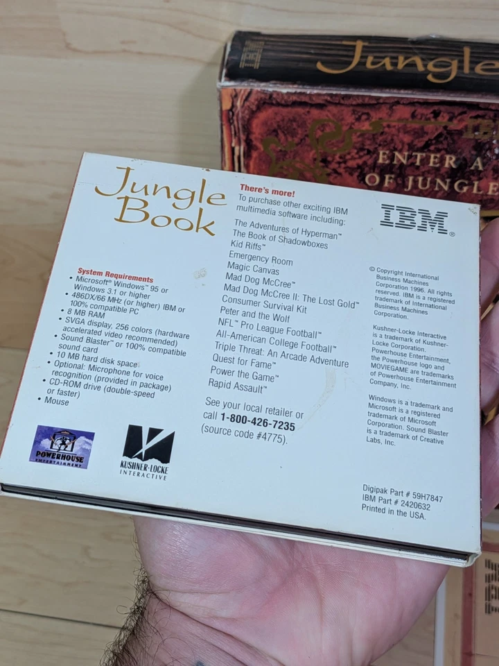 Libro de la Selva PC Windows Juego CD-ROM 1996 Juego CAJA GRANDE IBM Mapa Retro 2 Discos Foto 3 de 4