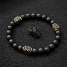 8mm Black Onyx & Lava Stone Beads Bracelet