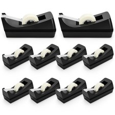 10 Pack Desktop Tape Dispenser, 1 Inch Core Tape Dispensers with 10 Rolls