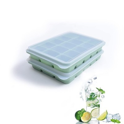 Ice Cube Trays Set of 2, Easy Release 15 Flexible Silicone Ice Cube Molds wit...