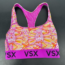 Victoria's Secret VSX Women's Size XS Sports Bra Racerback Purple Geometric