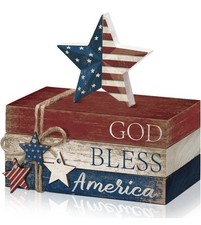 4-Pc 4th of July Rustic Farmhouse Tabletop Block Sign 250th Anniversary Wooden