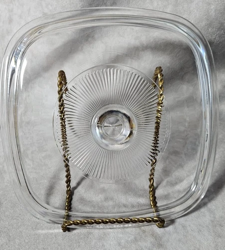 Pyrex 7" Clear Ribbed Glass Square Lid A7C Fit Corning  A-1-b, A 1 1/2-b A 1 3/4