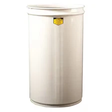 Justrite 26014W Open Head Waste Receptacle Drum, Steel, 30 Gal, Unlined, White