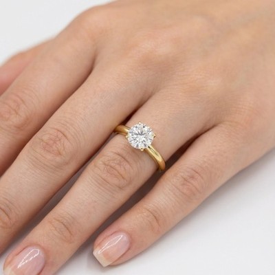 Classic Solitaire Engagement Ring 14K Gold 1.13 CT Round Lab-Grown Diamond E VS1