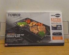 Tower Dual Non Stick Cera Stone Carbon Steel - BBQ Hob Top Griddle Skillet Plate