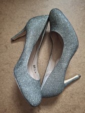 New NEXT Silver Glitter High Heel Court Shoes Size UK 6.5 - RRP £22