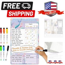 Dry Erase Chore Chart for Kids, Reusable Reward Chart, Non-Magnetic Kids Chor...