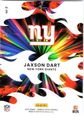 2025 Donruss Optic Jaxson Dart Light It Up Rookie New York Giants