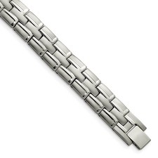 Men's 12mm Titanium Brushed  Polished Link Bracelet, 8.5 Inch