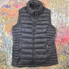 32 Degrees Heat Puffer Down Vest Womens S Black Zip Pockets Ultralight Packable