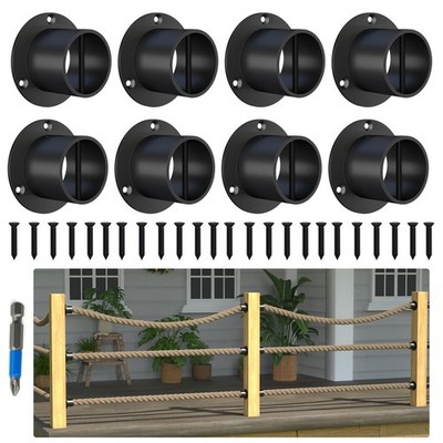 8 Packs 2inch Black Rope End Snap with Cross Screw Securing Rope Rail Support...