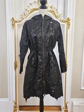 $1.5 RED VALENTINO Black Laser-Cut Butterfly Hooded Coat, IT 38, US 2/4/6, NWT