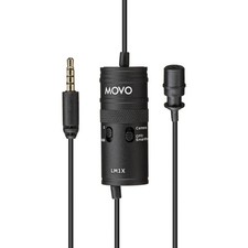 Movo Photo LM1X Clip-On Omnidirectional Lavalier Microphone with Audio Level Att