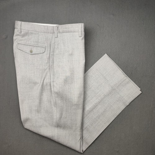 Nat Nast Pants Men 34x32 Gray Flat Wool Cashmere Blend Dress Trouser Suit Slacks