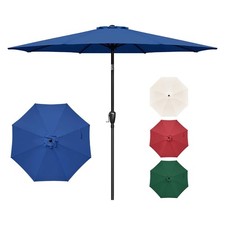 9' Patio Umbrella Outdoor Table Market Yard Umbrella with 8 Sturdy Ribs, Blue