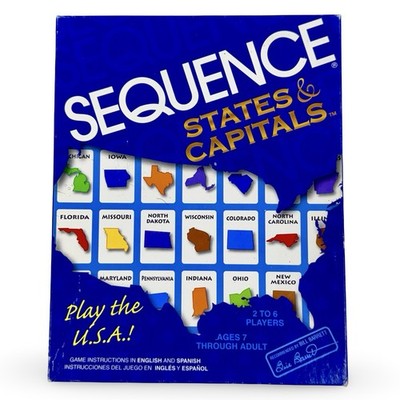 Sequence States & Capitals Game Complete New Open Box Educational USA