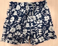 Mens Vintage Summer Floral Swim Shorts Navy White Hawaiin Size L