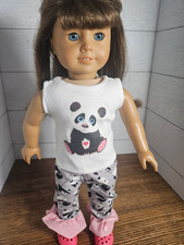 Nightwear, Panda Lover Pajamas  Peach Slippers for 18" Dolls