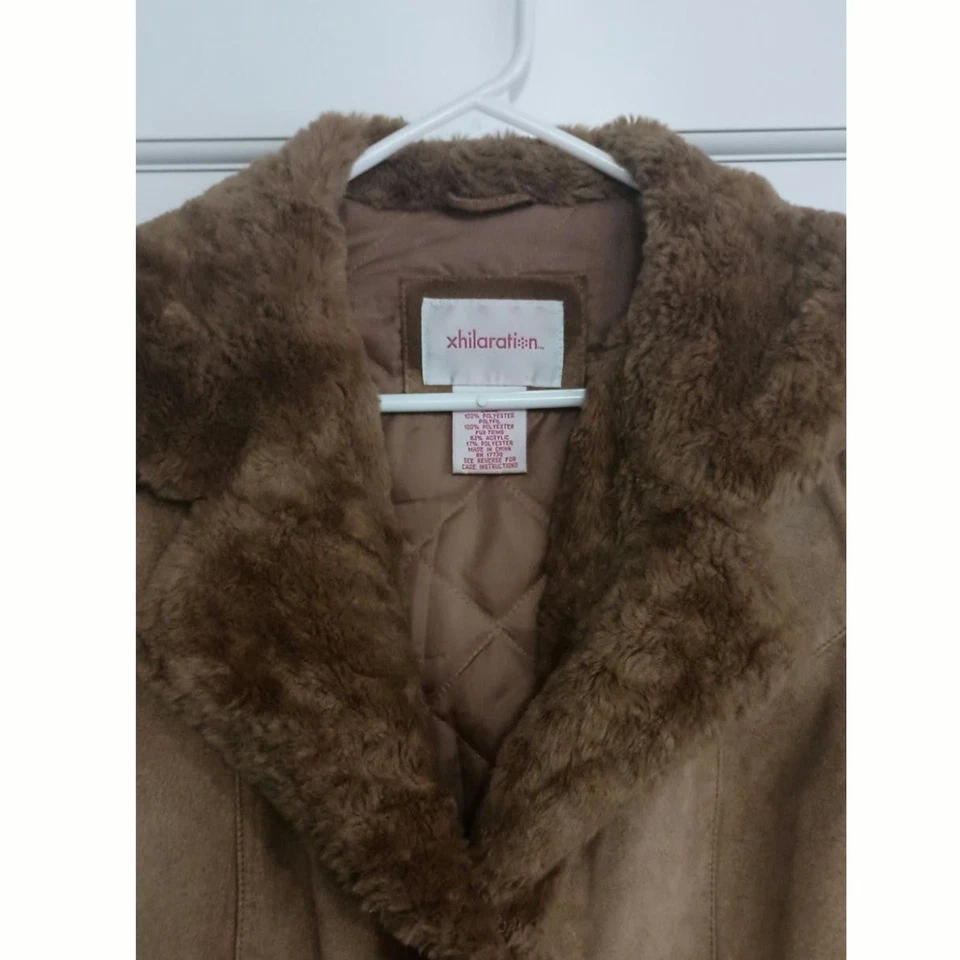 Y2K Vintage Xhilaration Penny Lane Coat Sz M Genuine Leather Suede Faux Fur - Image 3 of 4