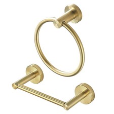 Gold Toilet Paper Holder Towel Ring, Brushed Gold Bathroom Accessories Hand T...