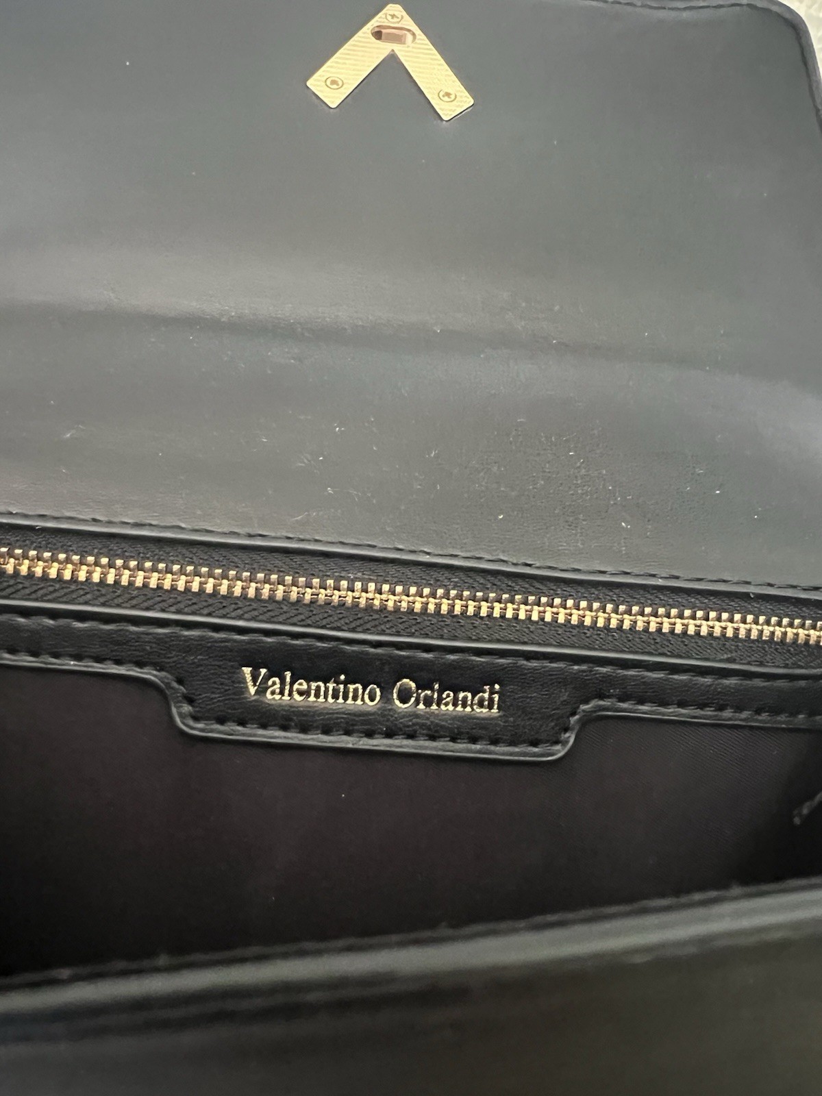 New Valentino Orlandi Bag Purse Black Quilted Gold Hardware Crossbody Bag thumbnail 11