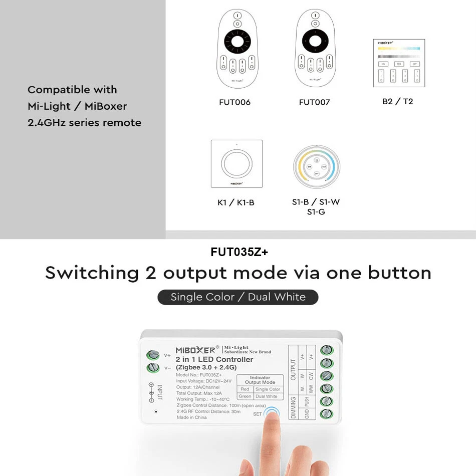 Zigbee 3.0+2.4g 2in1 CCT / 3in1 RGB RGBW LED controller FUT035Z+ For led strip - Image 3 of 4