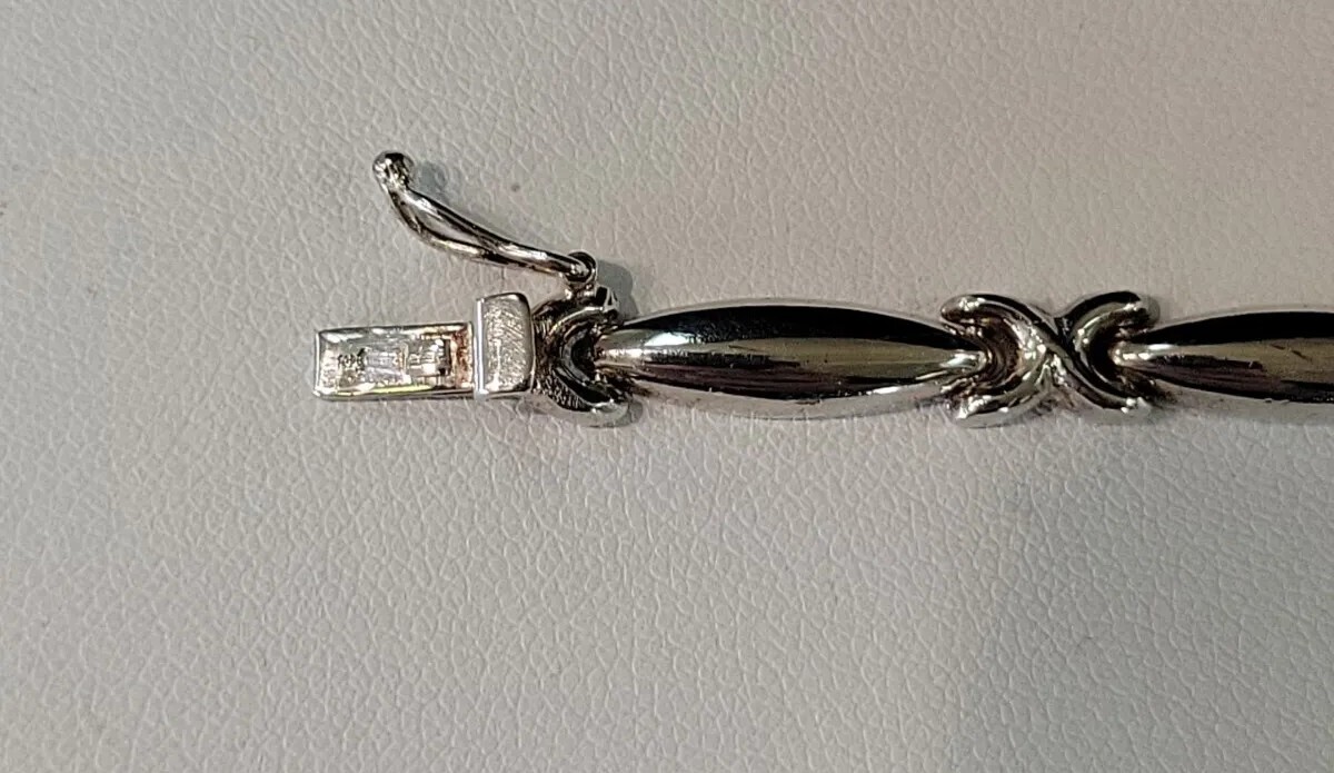 925 Sterling Silver Hugs & Kisses Bracelet Italy 7.5" L