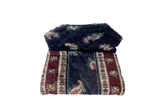 Vera Bradley Designs Navy Blue Floral Coin Purse Card Holder Hook Loop Vintage - Picture 3 of 5
