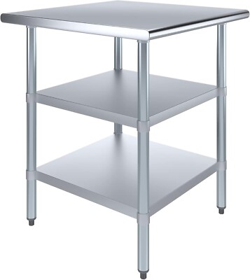 Commercial Stainless Steel NSF Food Prep & Work Table with Two Undershelf 30 x30