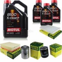 MANN-FILTER Inspektionspaket 8L Motul 5W-30 8100 X-Clean+ FüR Audi A6 2.4 2.8