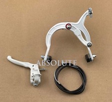 WHITE OLD SCHOOL BMX BIKE MX FRONT BRAKE LEVER CABLE CALIPER CRUISER BICYCLE.