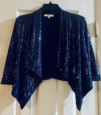 Ya Los Angeles short formal jacket Navy Blue Sequin. Size small - slip on open