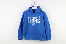 Vintage Y2K NFL Boys XL Distressed Detroit Lions Football Hoodie Sweatshirt Blue