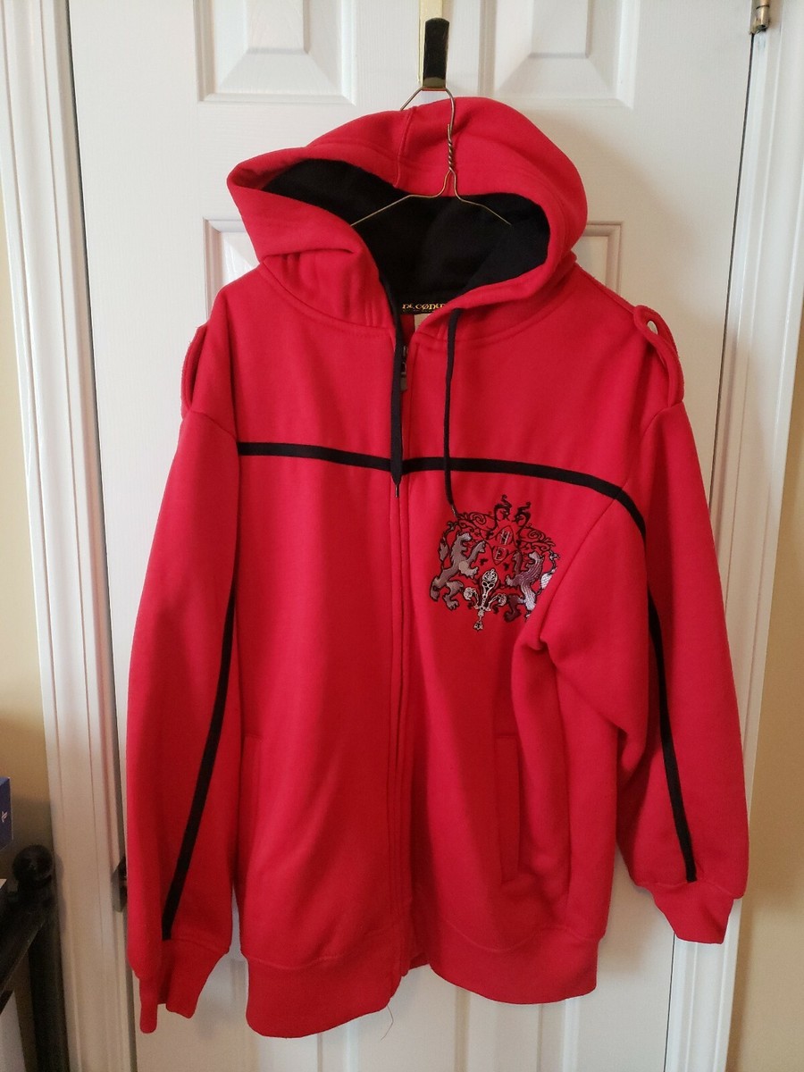 Men's Decoded Hooded Full Zipper Jacket Size M Red Embroidered | eBay