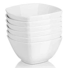 Square Soup Bowls 27 Oz Ceramic Cereal Bowls Set Of 6 White Kitchen Bowl For Ice