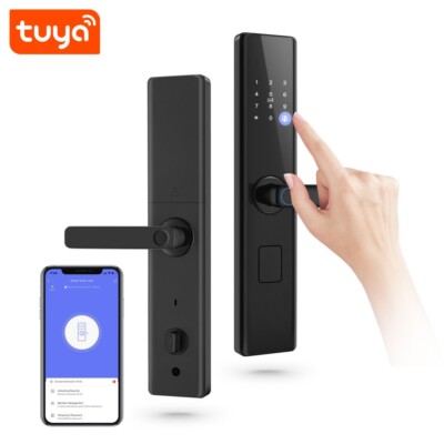 Tuya Smart Door Lock Fingerprint, Entry Door Lock with Handle With Cards